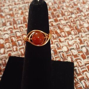New Carnelian Crystal Gemstone Ring Size 5 New In Box‎
